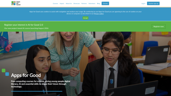 Screenshot of the Apps For Good website