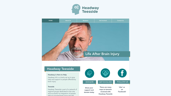 Screenshot of the Headway Teesside website