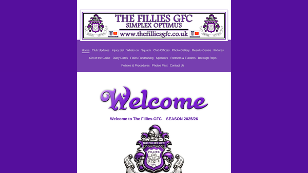Screenshot of the The Fillies Gfc website