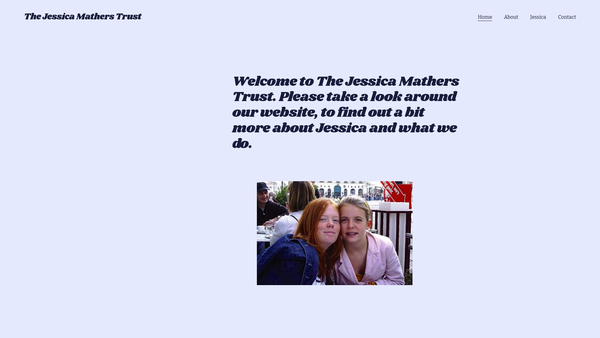 Screenshot of the The Jessica Mathers Trust website