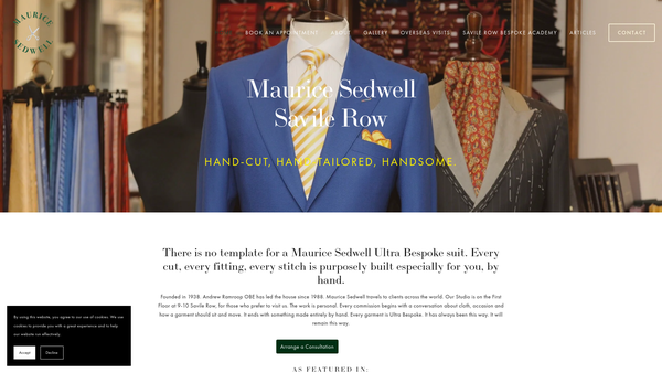 Screenshot of the Savile Row Academy website