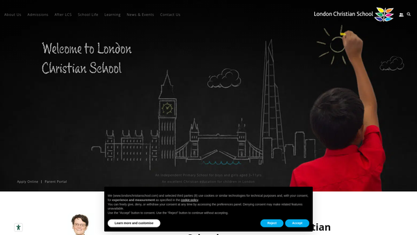 Screenshot of the London Christian School Ltd website