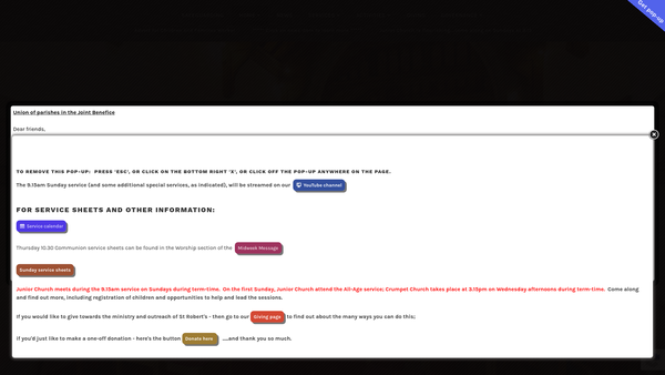 Screenshot of the The Parochial Church Council Of The Ecclesiastical Parish Of St Robert Of Knaresborough, Pannal website