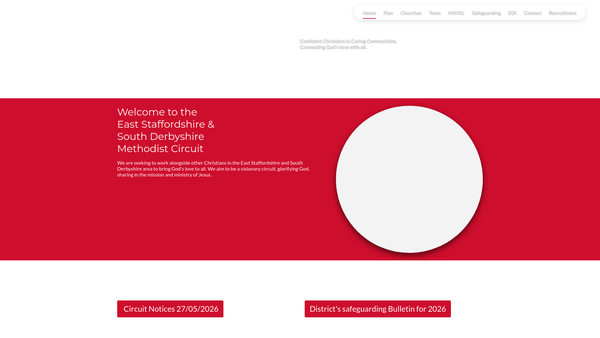 Screenshot of the East Staffordshire and South Derbyshire Methodist Circuit website