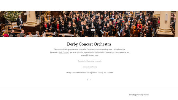 Screenshot of the Derby Concert Orchestra website