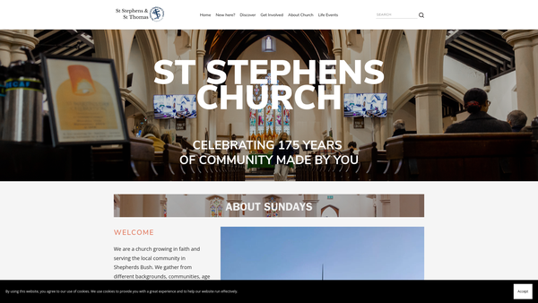 Screenshot of the The Parochial Church Council Of The Ecclesiastical Parish Of St Stephen With St Thomas, Shepherd's Bush website