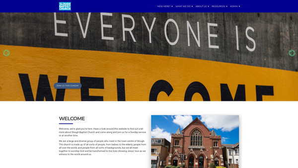 Screenshot of the Slough Baptist Church website
