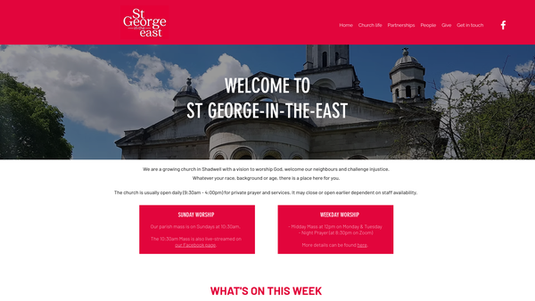 Screenshot of the The Parochial Church Council Of The Ecclesiastical Parish Of St. George-In-The-East With St. Paul website