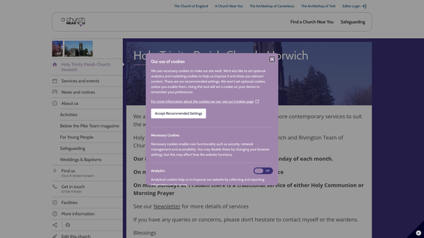 Screenshot of the The Parochial Church Council Of The Ecclesiastical Parish Of Holy Trinity, Horwich, Diocese Of Manchester website