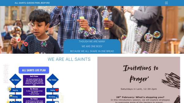 Screenshot of the The Parochial Church Council Of The Ecclesiastical Parish Of All Saints, Bedford website