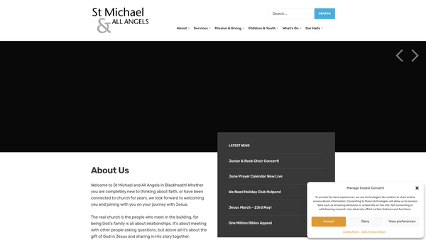 Screenshot of the The Parochial Church Council Of The Ecclesiastical Parish Of St Michael & All Angels Blackheath Park Se3 website