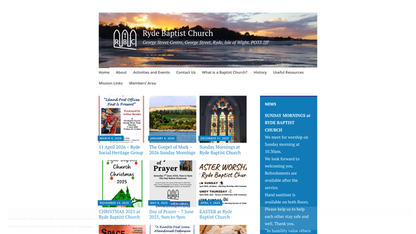 Screenshot of the Ryde Baptist Church website