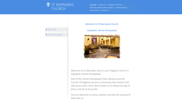 Screenshot of the The Parochial Church Council Of The Ecclesiastical Parish Of St Barnabas Adeyfield Hemel Hempstead website