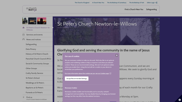 Screenshot of the The Parochial Church Council Of The Ecclesiastical Parish Of St Peters, Newton In Makerfield website