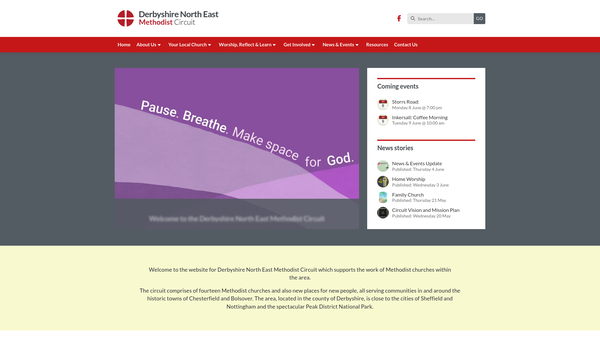 Screenshot of the Derbyshire North East Methodist Circuit website