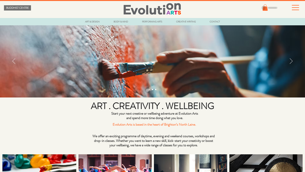 Screenshot of the Evolution Arts website