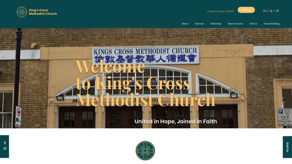 Screenshot of the King's Cross Methodist Church website