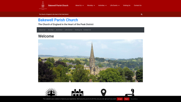 Screenshot of the The Parochial Church Council Of The Ecclesiastical Parish Of All, Saints, Bakewell With St. Anne, Over Haddon website
