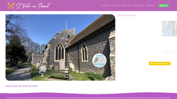 Screenshot of the The Parochial Church Council Of The Ecclesiastical Parish Of St Peter-In-Thanet website