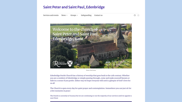 Screenshot of the The Parochial Church Council Of The Ecclesiastical Parish Of Edenbridge website