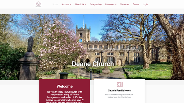 Screenshot of the The Parochial Church Council Of The Ecclesiastical Parish Of St Mary The Virgin, Deane, Bolton website