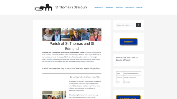 Screenshot of the The Parochial Church Council Of The Ecclesiastical Parish Of St Thomas And St Edmund Salisbury website