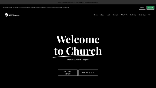Screenshot of the The Parochial Church Council Of The Ecclesiastical Parish Of West Cheltenham Team Ministry website