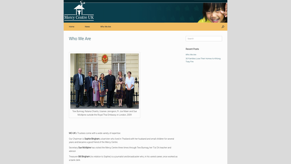 Screenshot of the Mercy Centre UK website