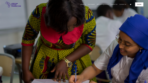 Screenshot of the African Gifted Foundation website