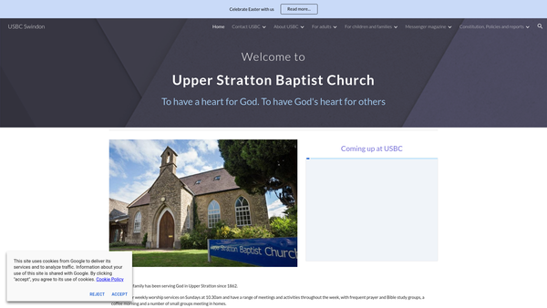 Screenshot of the Upper Stratton Baptist Church website