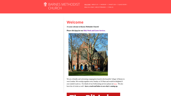 Screenshot of the Barnes Methodist Church website