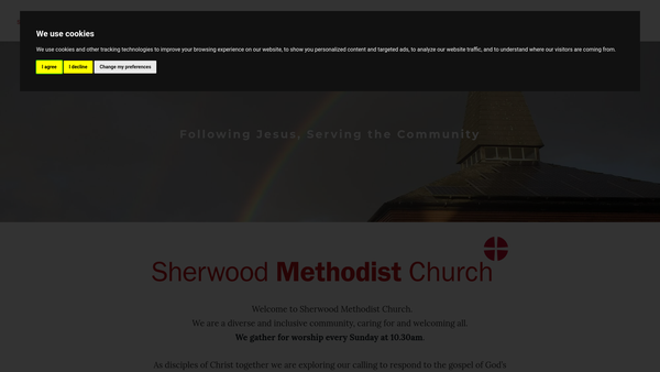 Screenshot of the Sherwood Methodist Church website