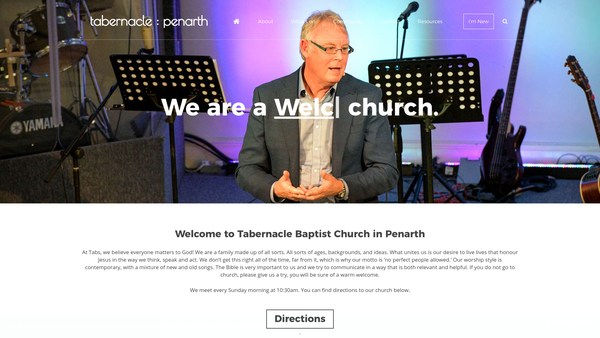 Screenshot of the Tabernacle Baptist Church, Penarth website
