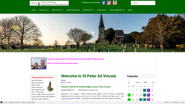Screenshot of the The Parochial Church Council Of The Ecclesiastical Parish Of St Peter Ad Vincula, Wisborough Green website