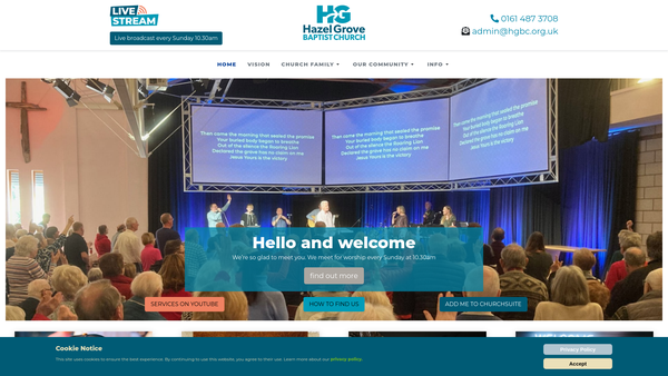 Screenshot of the Hazel Grove Baptist Church website