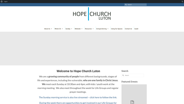 Screenshot of the Hope Church Luton Trust website