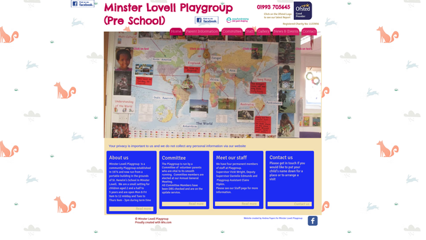Screenshot of the Minster Lovell Playgroup website