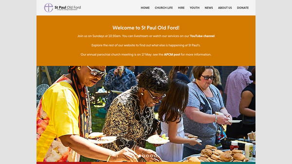 Screenshot of the The Parochial Church Council Of The Ecclesiastical Parish Of St Paul And St Mark, Old Ford website