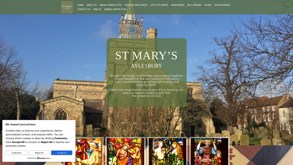 Screenshot of the The Parochial Church Council Of The Ecclesiastical Parish Of Aylesbury website