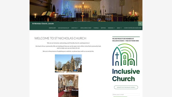 Screenshot of the The Parochial Church Council Of The Ecclesiastical Parish Of St. Nicholas With St. John Baptist, Lincoln website