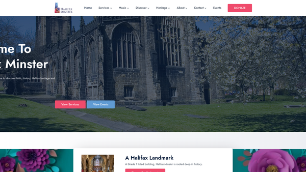 Screenshot of the The Parochial Church Council Of The Ecclesiastical Parish Of The Minster Church Of St John The Baptist Halifax website
