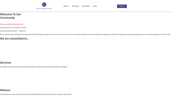 Screenshot of the The Parochial Church Council Of The Ecclesiastical Parish Of St.john And St.mary Devizes website