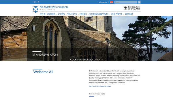 Screenshot of the The Parochial Church Council Of The Ecclesiastical Parish Of St Andrew, Biggleswade website