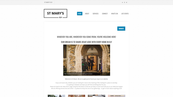 Screenshot of the The Parochial Church Council Of The Ecclesiastical Parish Of St Mary's Ely website