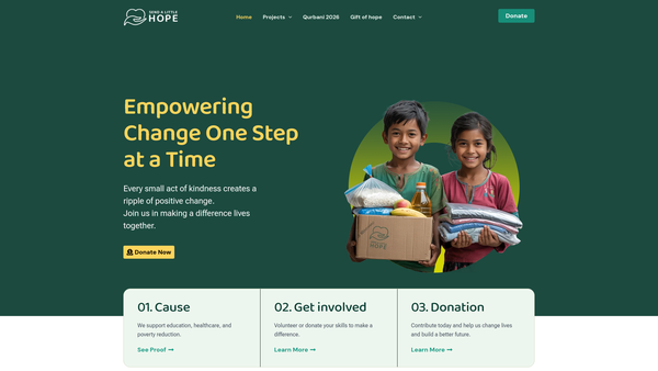 Screenshot of the Send A Little Hope website