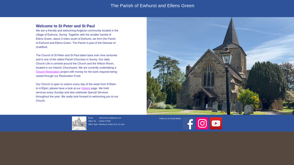 Screenshot of the Parochial Church Council of The Parish of Ewhurst with Ellens Green website