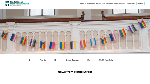 Screenshot of the Hinde Street Methodist Church website