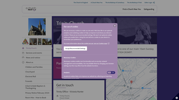 Screenshot of the The Parochial Church Council Of The Ecclesiastical Parish Of The Holy And Undivided Trinity Ossett And Gawthorpe website