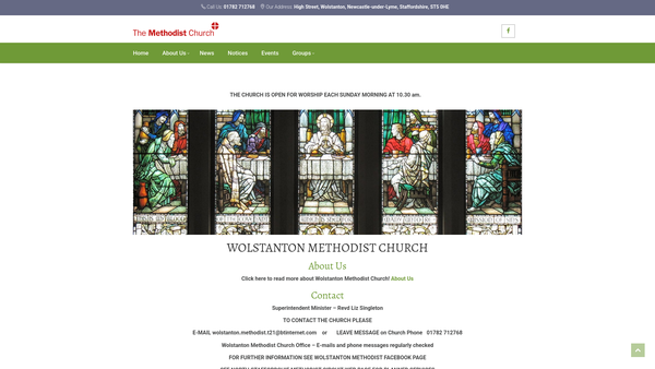 Screenshot of the Wolstanton Methodist Church website