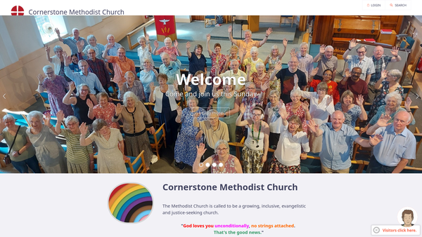 Screenshot of the Cornerstone Methodist Church website